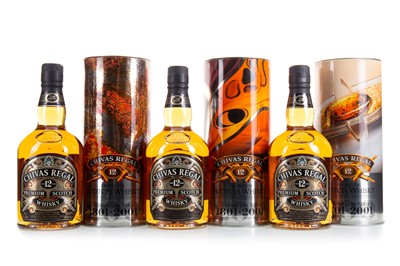 Lot 328 - 3 BOTTLES OF CHIVAS REGAL 12 YEAR OLD 200TH ANNIVERSARY CELEBRATION SERIES BATCHES 01, 02 AND 03