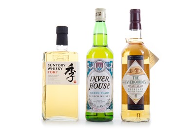 Lot 221 - SUNTORY TOKI, INVERGORDON 10 YEAR OLD AND INVER HOUSE GREEN PLAID