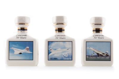 Lot 365 - 3 POINTERS MINIATURE DECANTERS CELEBRATING 50 YEARS OF CONCORDE