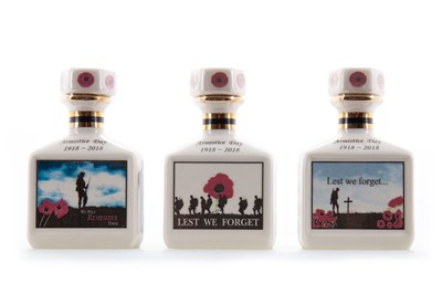 Lot 351 - 3 POINTERS MINIATURE DECANTERS COMMEMORATING THE 100TH ANNIVERSARY OF ARMISTICE DAY