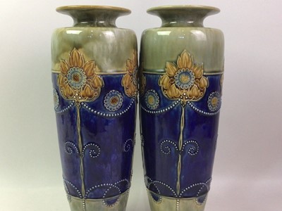 Lot 535 - PAIR OF DOULTON LAMBETH VASES