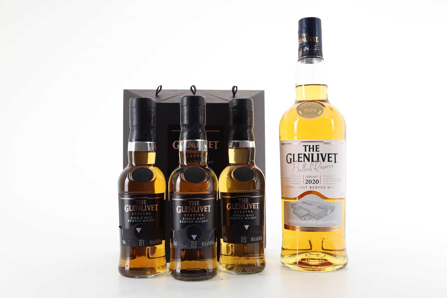 Lot 104 - GLENLIVET BALLOCH RESERVE AND SPECTRA (3 X 20CL)