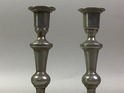 Lot 75 - TWO PAIRS OF SILVER DWARF CANDLESTICKS