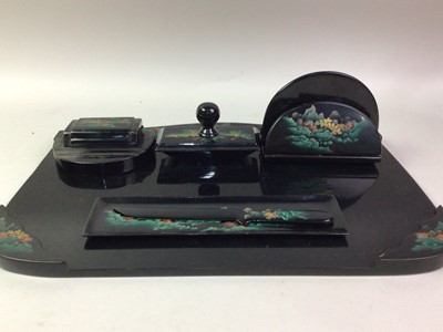 Lot 86 - CHINESE LACQUER DESK SET