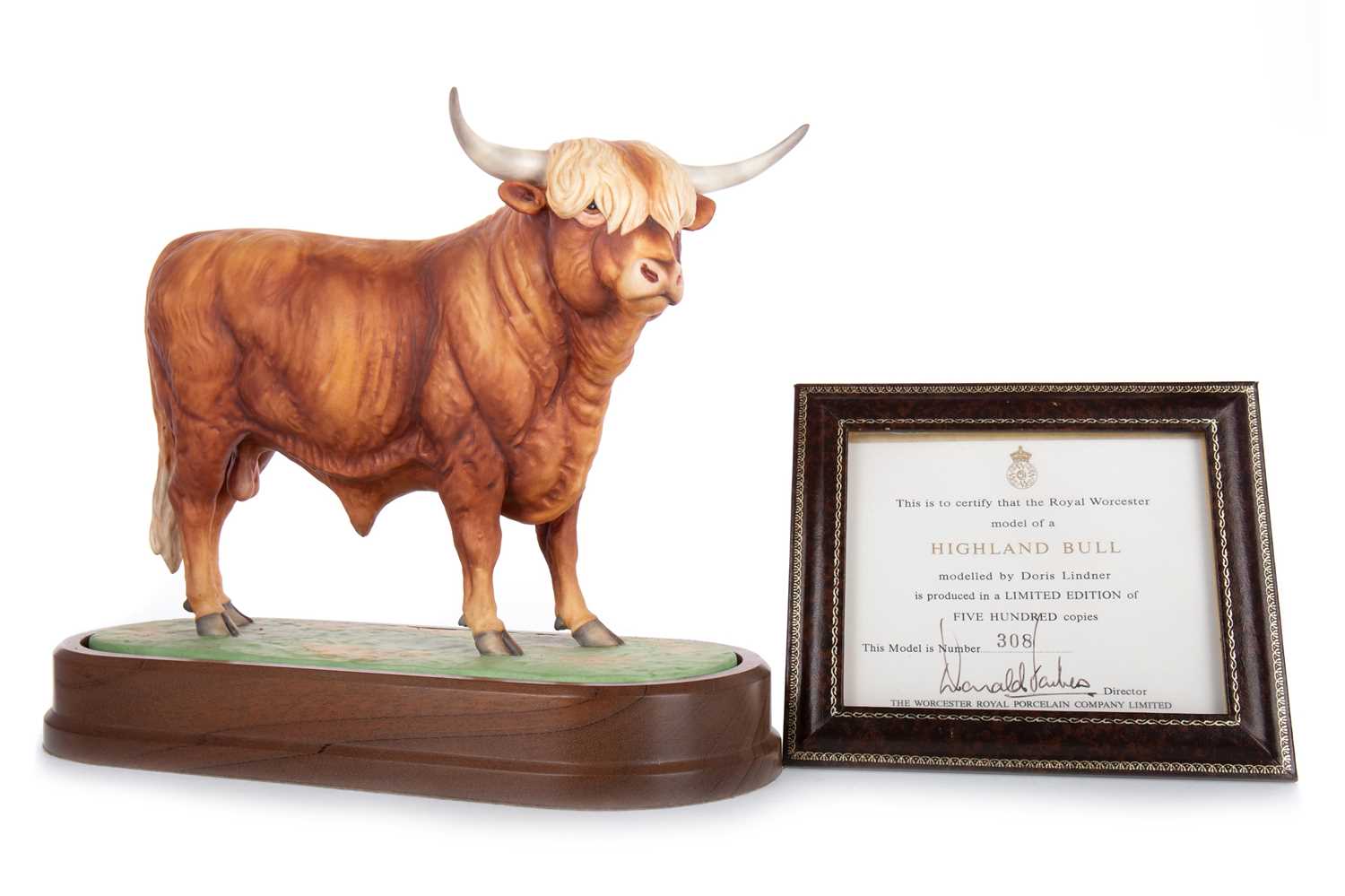 Lot 1259 - DORIS LINDNER FOR ROYAL WORCESTER, MODEL OF A HIGHLAND BULL