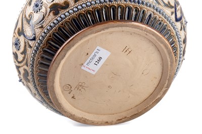 Lot 1260 - FRANK BUTLER FOR ROYAL DOULTON, LAMBETH STONEWARE SILVER MOUNTED BOWL