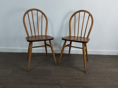 Lot 256 - SET OF FOUR RETRO STICK BACK SINGLE DINING CHAIRS