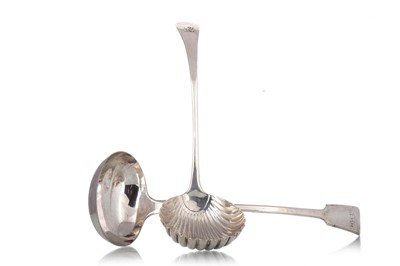 Lot 209 - SILVER PLATED OLD ENGLISH PATTERN SOUP LADLE
