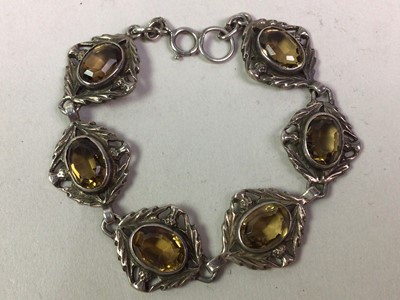 Lot 355 - SCOTTISH SILVER CITRINE BRACELET