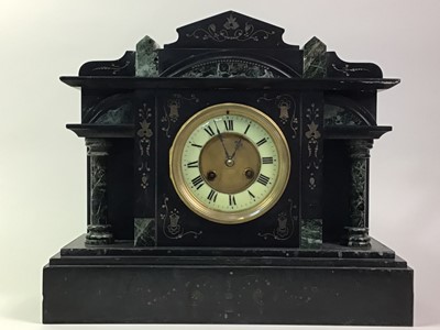 Lot 255 - VICTORIAN BLACK SLATE CLOCK