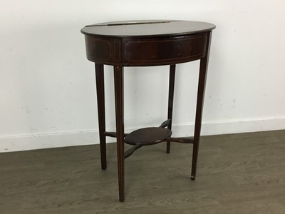 Lot 156 - EDWARDIAN INLAID MAHOGANY SEWING TABLE