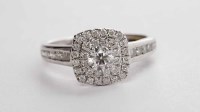 Lot 103 - DIAMOND CLUSTER RING the square bezel set with...