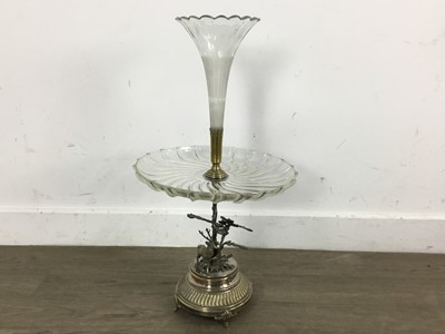 Lot 377 - WHITE METAL AND GLASS FLOWER EPERGNE