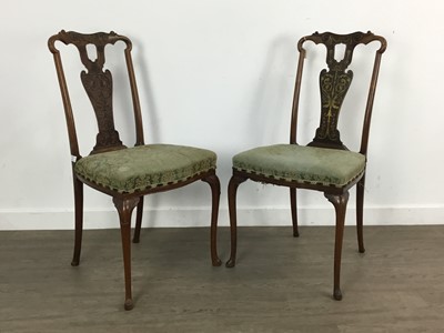 Lot 441 - TWO EDWARDIAN ROSEWOOD PARLOUR CHAIRS