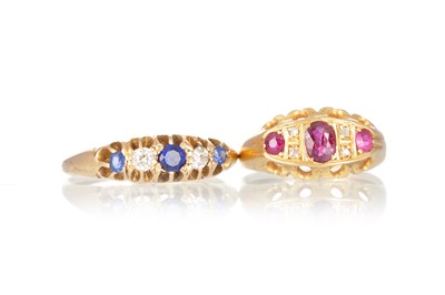 Lot 758 - TWO GEM SET AND DIAMOND RINGS