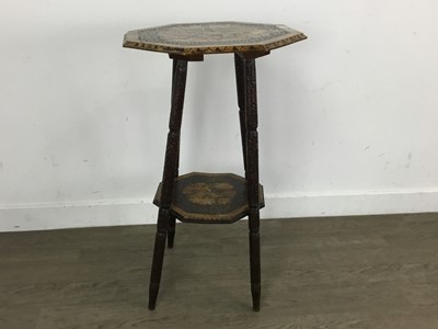 Lot 475 - EDWARDIAN OCATGONAL POKERWORK SIDE TABLE