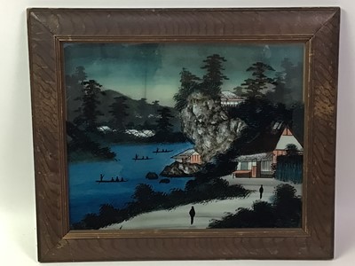 Lot 503 - JAPANESE REVERSE PAINTING ON GLASS