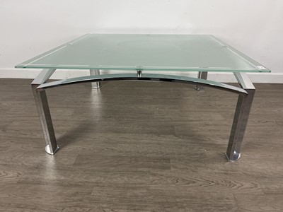 Lot 588 - LARGE SQUARE OPAQUE GLASS TOPPED COFFEE TABLE