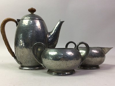 Lot 683 - ARTS & CRAFTS PEWTER TEA SERVICE