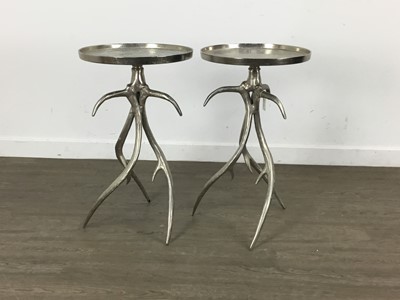 Lot 649 - PAIR OF MODERN METAL WINE TABLES