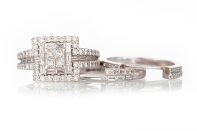 Lot 608 - DIAMOND BRIDAL SET