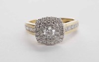Lot 165 - DIAMOND CLUSTER RING the square bezel set with...