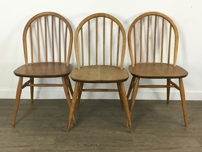 Lot 406 - ERCOL, SET OF EIGHT WINDSOR ELM AND BEECH DINING CHAIRS