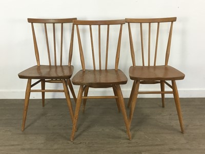 Lot 407 - ERCOL, SIX WINDSOR ELM AND BEECH DINING CHAIRS