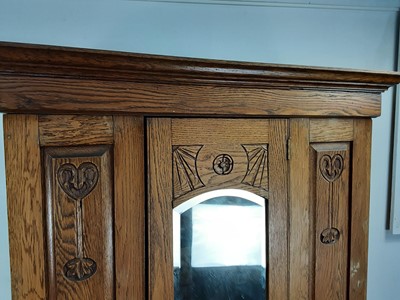 Lot 714 - OAK ARTS AND CRAFTS WARDROBE