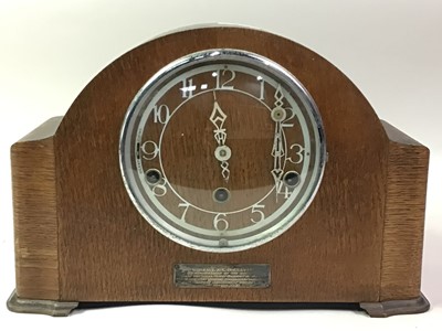 Lot 743 - OAK MANTEL CLOCK