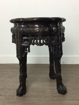 Lot 1174 - CHINESE IRON WOOD PEDESTAL TABLE