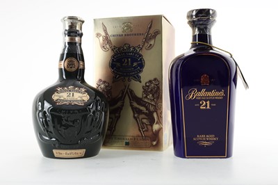 Lot 34 - CHIVAS ROYAL SALUTE 21 YEAR OLD EMERALD DECANTER AND BALLANTINE'S 21 YEAR OLD DECANTER