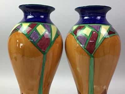 Lot 888 - PAIR OF HAND PAINTED BALUSTER VASES