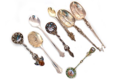 Lot 115A - THREE SILVER GILT AND ENAMEL SPOONS
