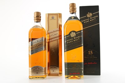 Lot 69 - JOHNNIE WALKER 18 YEAR OLD GOLD LABEL 75CL AND JOHNNIE WALKER 15 YEAR OLD GREEN LABEL 1L