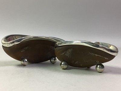 Lot 65 - TWO SILVER MOUNTED HOOF SALT CELLARS