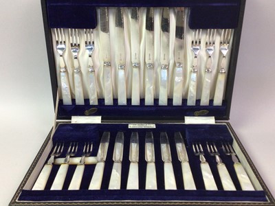 Lot 8 - TWO CASED SETS OF MOTHER OF PEARL CUTLERY
