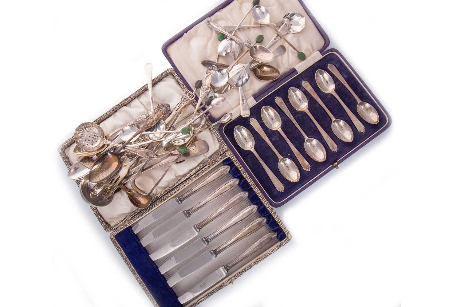 Lot 65 - CASED SET OF EIGHT SILVER COFFEE SPOONS