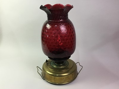 Lot 63 - BRASS AND GLASS OIL LAMP