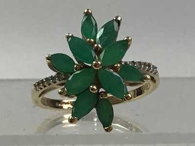 Lot 136 - TWO EMERALD AND DIAMOND DRESS RINGS