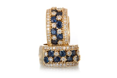 Lot 776 - PAIR OF SAPPHIRE AND DIAMOND EARRINGS AND PENDANT