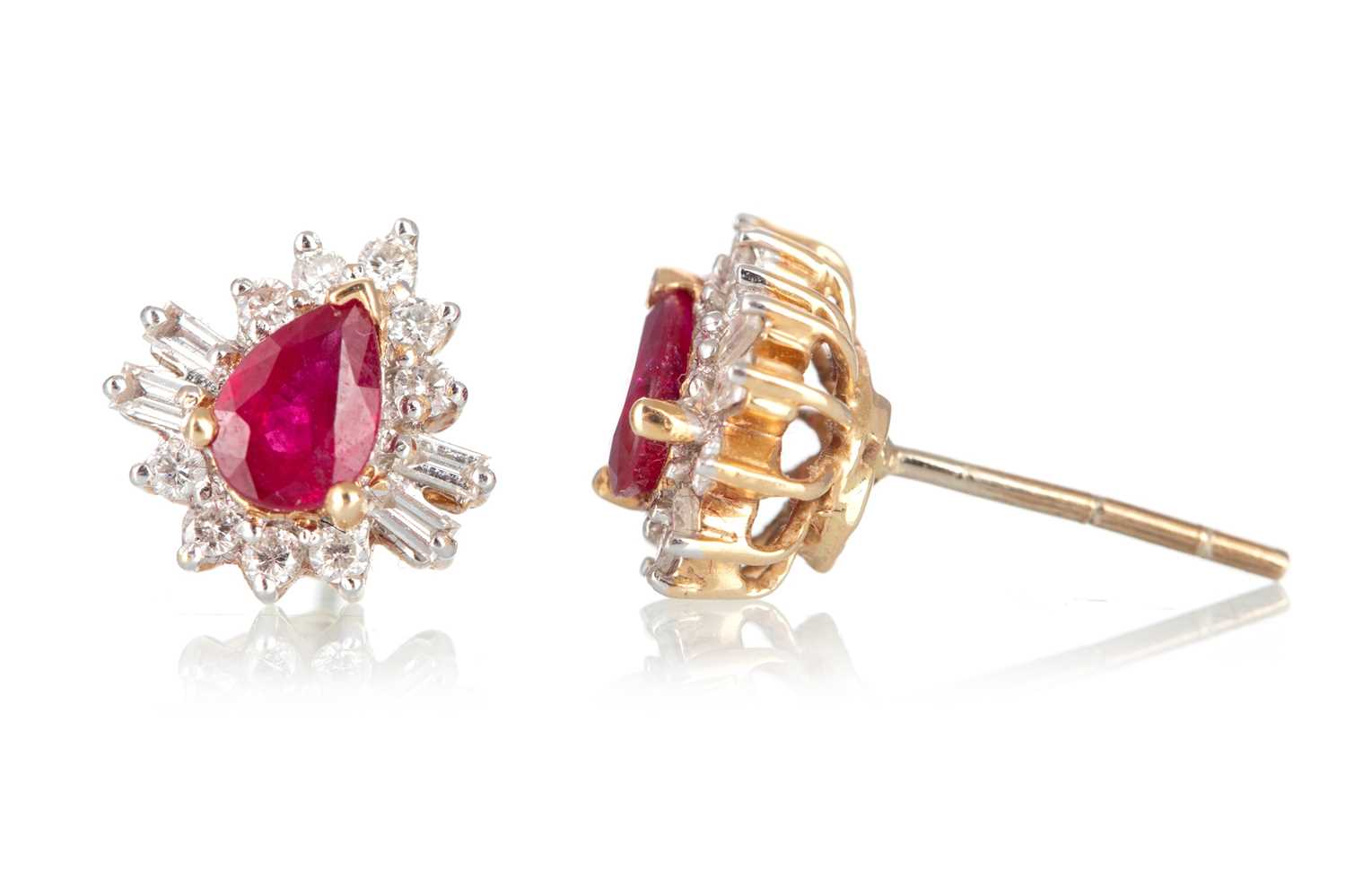 Lot 781 - PAIR OF RUBY AND DIAMOND EARRINGS