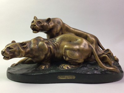 Lot 104 - PAIR OF GILT PLASTER TIGERS 