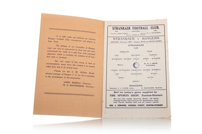 Lot 1738 - STRANRAER F.C. VS. RANGERS F.C., SCOTTISH CUP FIRST ROUND PROGRAMME