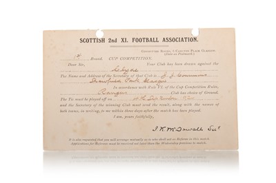 Lot 1741 - RANGERS F.C., LETTER FROM S.F.A. NOTIFYING OF SCOTTISH CUP DRAW