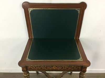 Lot 1275 - FRENCH KINGWOOD AND FLORAL MARQUETRY FOLD OVER CARD TABLE
