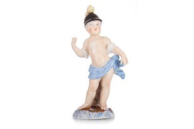 Lot 1308 - MILANESE PORCELAIN FIGURE OF A PUTTO