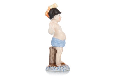 Lot 1308 - MILANESE PORCELAIN FIGURE OF A PUTTO