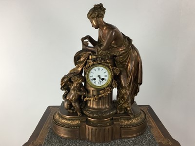 Lot 992 - FRENCH FIGURAL BRONZED SPELTER MANTEL CLOCK