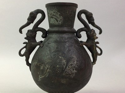 Lot 192 - LATE VICTORIAN INDIAN TWIN HANDLED VASE